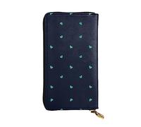 WBQLSL Lovely blue background Zipper leather wallet, 7.5 * 4.1 inch long clutch bag, multiple compartments and large capacity, a good gift for friends