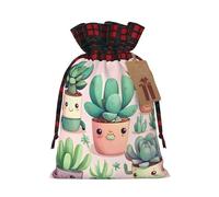 WBQLSL Lovely succulent plants Burlap gift bag - 8.3x11.8 inch drawstring bag Party decoration supplies