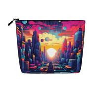 WBQLSL Magnificent city Patterned travel cosmetic bag, multifunctional storage bag, specially designed for daily necessities storage,