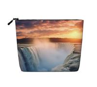 WBQLSL Magnificent waterfalls Patterned travel cosmetic bag, multifunctional storage bag, specially designed for daily necessities storage, Black, One Size