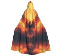 WBQLSL Majestic Flame Bird Printed Hooded Cape - Holiday Party/Carnival Cosplay Costume Suitable for Adults and Children
