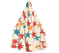 WBQLSL Many five-pointed starsHalloween hooded cape party robe suitable for costume parties and holiday parties