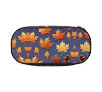WBQLSL Maple gradient leaves Large capacity pencil bag, multi-layer partition stationery storage bag - unisex learning office supplies