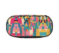 WBQLSL Memphis Giraffe Large capacity pencil bag, multi-layer partition stationery storage bag - unisex learning office supplies