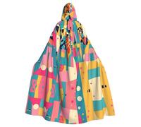 WBQLSL Memphis GiraffePrinted Halloween cape, hooded cloak for masquerade, carnival party or cosplay costume