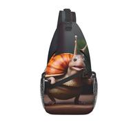 WBQLSL Men's A snail working out Print Crossbody Sling Bag - Adjustable Strap Shoulder Pack with Multiple Pockets for Running Hiking Commute Daily Use