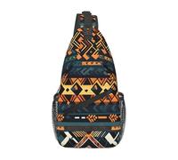 WBQLSL Men's African Tribal Ethnic Texture Print Crossbody Sling Bag - Adjustable Strap Breathable Shoulder Backpack with Multi Pockets for Running Hiking Daily Commute Outdoor Use