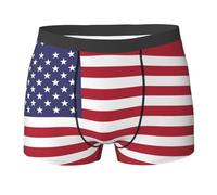 WBQLSL Men's American flag printed boxer briefs, elastic, breathable, and comfortable against friction., Black, Large