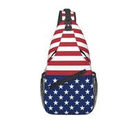 WBQLSL Men's American Flag Stars Stripes Print Crossbody Sling Bag - Adjustable Strap Breathable Shoulder Backpack with Multi Pockets for Running Hiking Daily Commute Outdoor Use