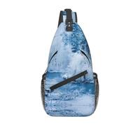 WBQLSL Men's beautiful Snowscape Print Crossbody Sling Bag - Adjustable Strap Shoulder Pack with Multiple Pockets for Running Hiking Commute Daily Use