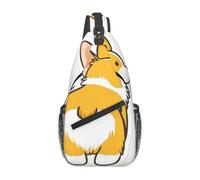 WBQLSL Men's cute corgi butt Print Crossbody Sling Bag - Adjustable Strap Breathable Shoulder Backpack with Multi Pockets for Running Hiking Daily Commute Outdoor Use