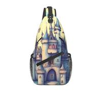 WBQLSL Men's Fairytale Castle Print Crossbody Sling Bag - Adjustable Strap Breathable Shoulder Backpack with Multi Pockets for Running Hiking Daily Commute Outdoor Use