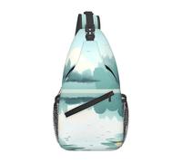 WBQLSL Men's Fallen leaves on a tranquil lake Print Crossbody Sling Bag - Adjustable Strap Shoulder Pack with Multiple Pockets for Running Hiking Commute Daily Use