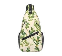 WBQLSL Men's Grass leaf texture Print Crossbody Sling Bag - Adjustable Strap Breathable Shoulder Backpack with Multi Pockets for Running Hiking Daily Commute Outdoor Use