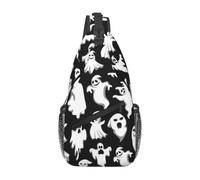 WBQLSL Men's Halloween Goth Print Crossbody Sling Bag - Adjustable Strap Shoulder Pack with Multiple Pockets for Running Hiking Commute Daily Use