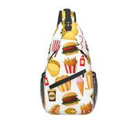 WBQLSL Men's Hamburger Doughnut Print Crossbody Sling Bag - Adjustable Strap Shoulder Pack with Multiple Pockets for Running Hiking Commute Daily Use