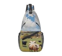 WBQLSL Men's huge farm Print Crossbody Sling Bag - Adjustable Strap Shoulder Pack with Multiple Pockets for Running Hiking Commute Daily Use