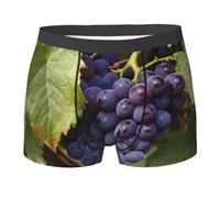 WBQLSL Men's Huge grapes printed boxer briefs, elastic, breathable, and comfortable against friction., Black, Medium