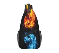 WBQLSL Men's Ice and Fire Boxing Print Crossbody Sling Bag - Adjustable Strap Breathable Shoulder Backpack with Multi Pockets for Running Hiking Daily Commute Outdoor Use
