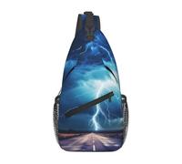 WBQLSL Men's lightning in a flash Print Crossbody Sling Bag - Adjustable Strap Breathable Shoulder Backpack with Multi Pockets for Running Hiking Daily Commute Outdoor Use