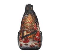 WBQLSL Men's Merry Christmas Season Print Crossbody Sling Bag - Adjustable Strap Breathable Shoulder Backpack with Multi Pockets for Running Hiking Daily Commute Outdoor Use