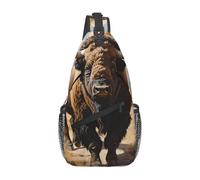 WBQLSL Men's North American bison herd Print Crossbody Sling Bag - Adjustable Strap Shoulder Pack with Multiple Pockets for Running Hiking Commute Daily Use