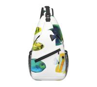 WBQLSL Men's Ocean Tropical Fish Print Crossbody Sling Bag - Adjustable Strap Breathable Shoulder Backpack with Multi Pockets for Running Hiking Daily Commute Outdoor Use
