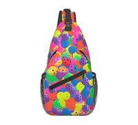 WBQLSL Men's Pickleball Balls Colors Pattern Print Crossbody Sling Bag - Adjustable Strap Shoulder Pack with Multiple Pockets for Running Hiking Commute Daily Use