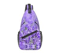 WBQLSL Men's Purple Lavender Print Crossbody Sling Bag - Adjustable Strap Breathable Shoulder Backpack with Multi Pockets for Running Hiking Daily Commute Outdoor Use