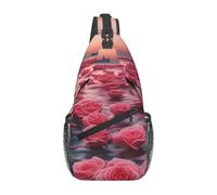 WBQLSL Men's roses by the sea Print Crossbody Sling Bag - Adjustable Strap Shoulder Pack with Multiple Pockets for Running Hiking Commute Daily Use