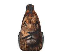 WBQLSL Men's The Lion's Gaze Print Crossbody Sling Bag - Adjustable Strap Shoulder Pack with Multiple Pockets for Running Hiking Commute Daily Use