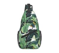 WBQLSL Men's Tropical Banana Palm Leaves Print Crossbody Sling Bag - Adjustable Strap Breathable Shoulder Backpack with Multi Pockets for Running Hiking Daily Commute Outdoor Use