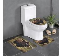 WBQLSL Mighty Highland Yak Pattern absorbent non-slip floor mat set of 3 - suitable for bathroom, bedroom, kitchen