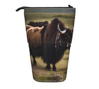WBQLSL Mighty Highland Yak Printed Retractable Pencil case, Perfect for Makeup, Stationery, or a Coin Purse.