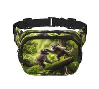 WBQLSL Monkey Fight Printed Waist Bag, Stylish Crossbody Bag, Lightweight Travel Sports Chest Bag