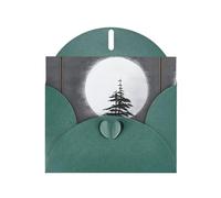 WBQLSL Moon Pine Tree Dark Green Holiday Cards - Perfect for birthdays, weddings, and Christmas cards