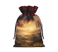 WBQLSL morning sun Burlap gift bag - 8.3x11.8 inch drawstring bag Party decoration supplies