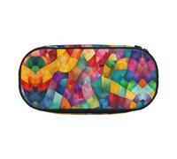 WBQLSL Mosaic color chart Printed stationery storage bag - multi-grid layered pencil case portable student pencil bag