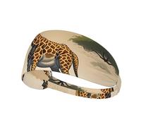 WBQLSL Mother and child giraffe Printed sports sweatband, moisture wicking headband for running, cycling, fitness and yoga