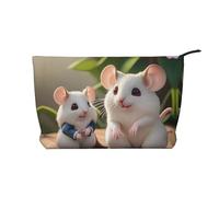 WBQLSL Mother and child rats Printed corduroy cosmetic bag - travel essential cosmetic storage bag