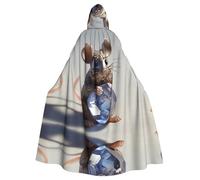WBQLSL Mouse with shellPrinted Halloween cape, hooded cloak for masquerade, carnival party or cosplay costume