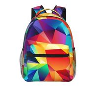 WBQLSL multicolored polygon Lightweight travel backpack suitable for hiking, business trips, camping, fitness, school, university, and other occasions, featuring a multi-pocket design.