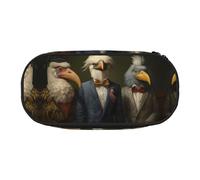 WBQLSL Multiple Bird Head anthropomorphisms Printed Pencil case - Multi-Layer partition Pencil case, Suitable for Storing Campus Office Stationery