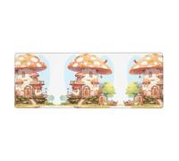 WBQLSL mushroom house Patterned Keyboard and Mouse Pad 11.8 x 31.5 inches Perfect for Gaming and Laptop Office