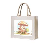 WBQLSL mushroom house Printed Canvas Tote | Lightweight Storage Bag Perfect for the Beach, Picnics, and Everyday Shopping