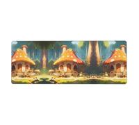 WBQLSL mushroom room Patterned Keyboard and Mouse Pad 11.8 x 31.5 inches Perfect for Gaming and Laptop Office