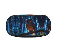 WBQLSL Mysterious Owl Large capacity pencil bag, multi-layer partition stationery storage bag - unisex learning office supplies