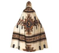 WBQLSL Native American Painting Printed Halloween cape, masquerade hooded cape, suitable for theme parties