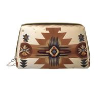 WBQLSL Native American Patterns Leather makeup bag, portable large-capacity makeup storage bag, carry-on travel with pocket makeup bag