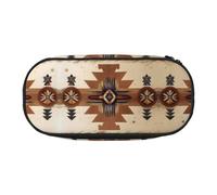 WBQLSL Native American Patterns Printed stationery storage bag - multi-grid layered pencil case portable student pencil bag